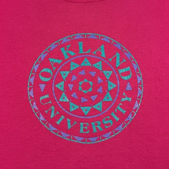 Vintage Oakland University OU Rochester MI 80s/90s Pink Crewneck Womens Size XL - Picture 8 of 8
